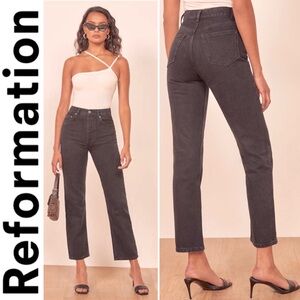 Reformation Jeans Cynthia High Rise Ankle Straight Leg in Seattle Wash Size 24